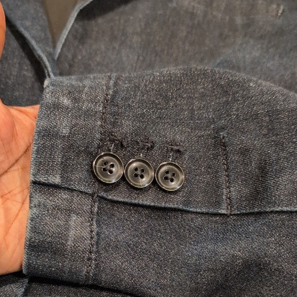 Banana Republic Dark Wash Denim One-Button Blazer - Size 10 - Picture 10 of 11